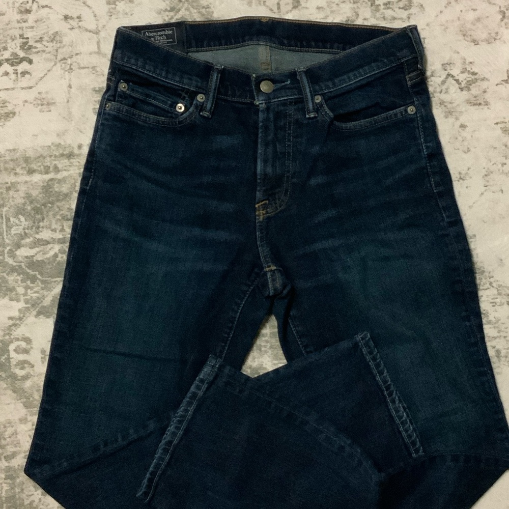 Abercrombie & Fitch Men's Dark Blue Slim Straight Jeans